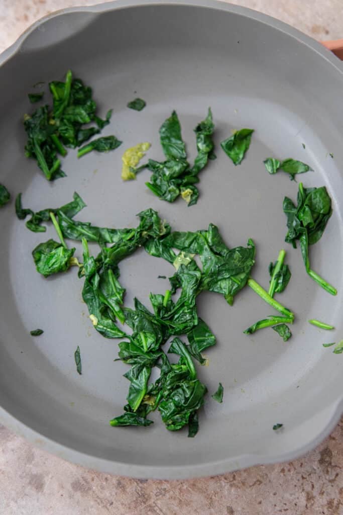Spinach cooked in a pan