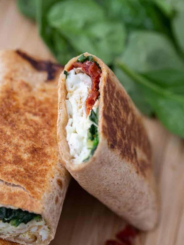 Starbucks egg white wrap sliced in half