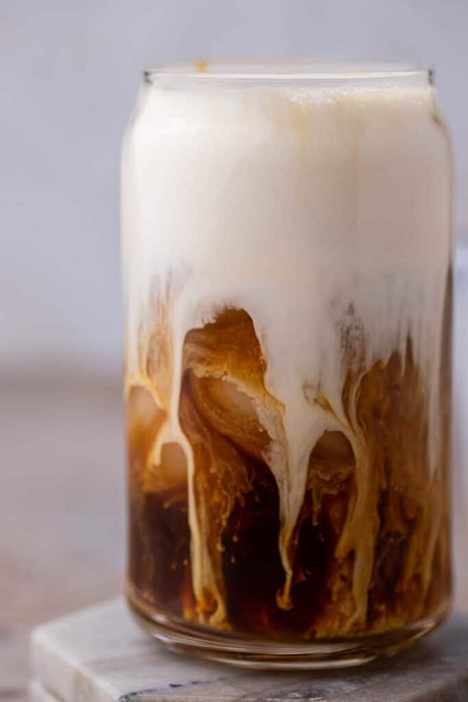 Close up of Starbucks vanilla sweet cream cold foam