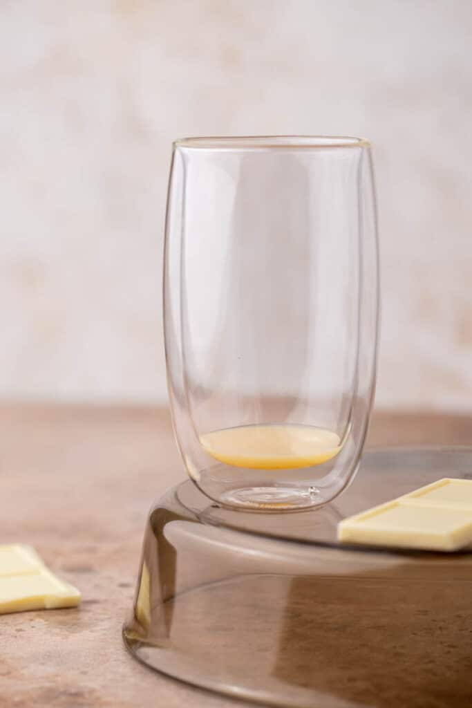 White chocolate sauce in a glass