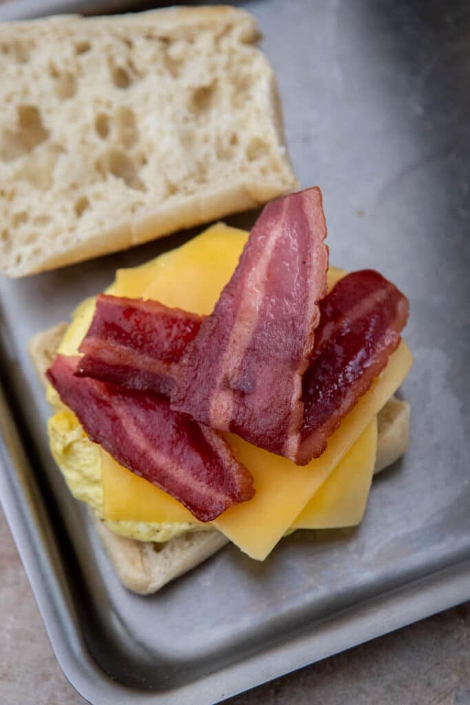 Breakfast sandwich on a pan