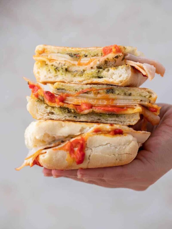 Stack of Starbucks turkey provolone panini