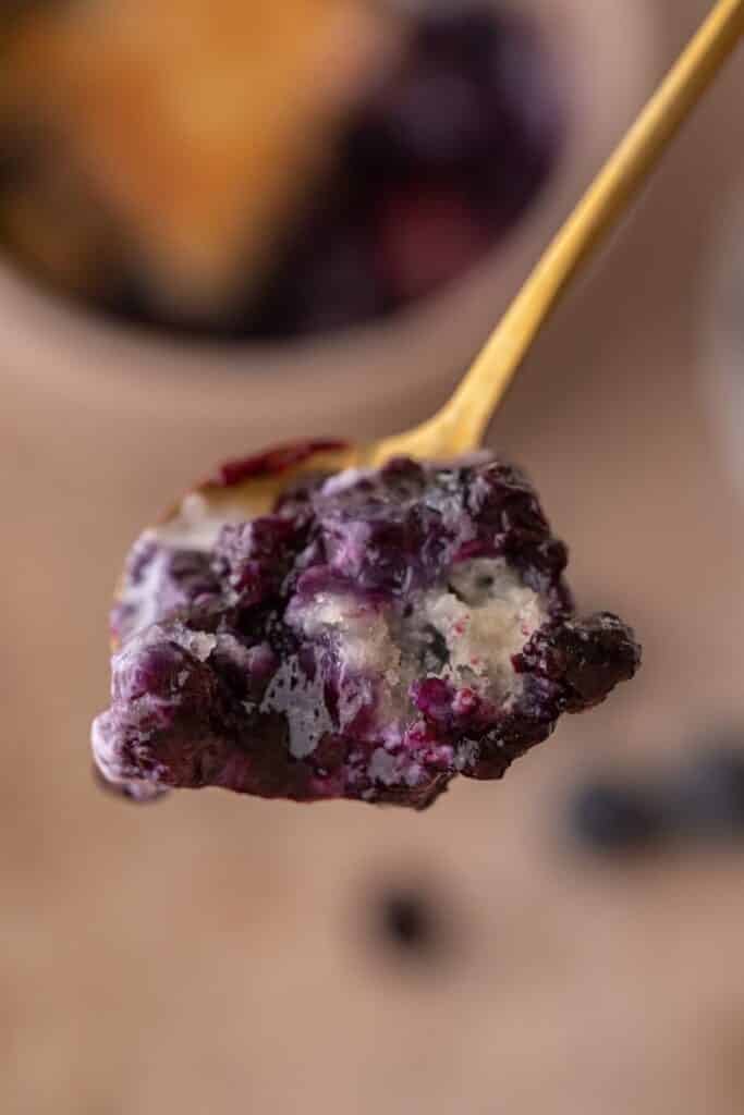Spoonful of blueberry cobbler