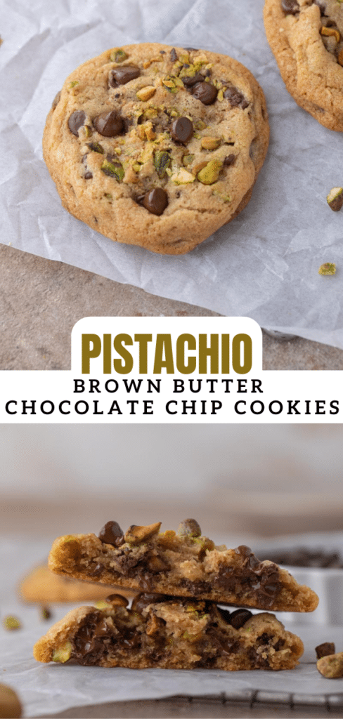 Brown butter pistachio chocolate chip cookies
