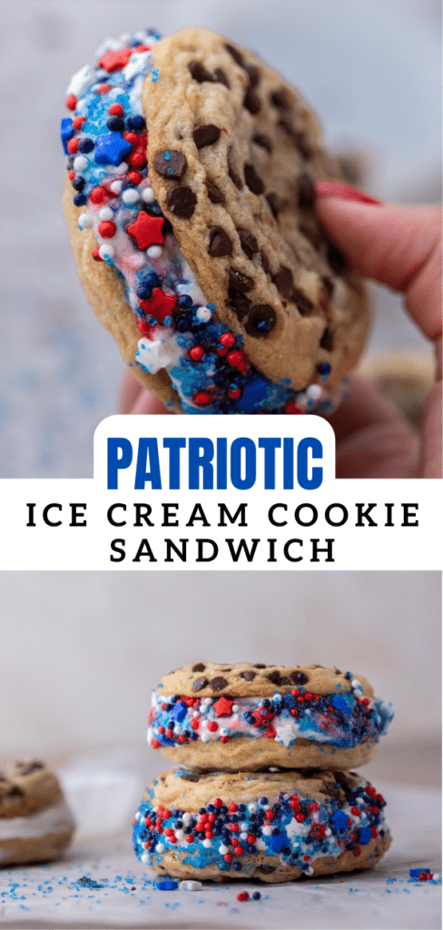 Patriotic ice cream cookie sandwich