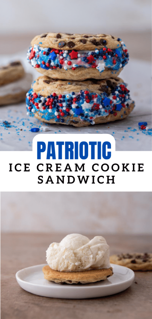 Patriotic ice cream cookie sandwich