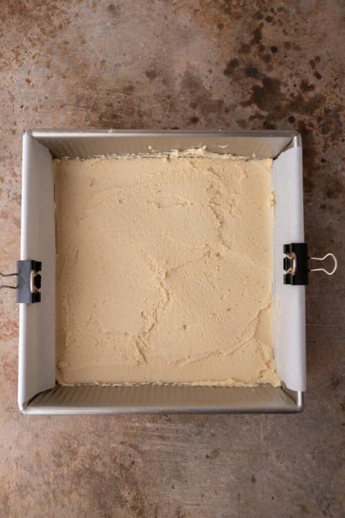 Cookie dough in baking pan