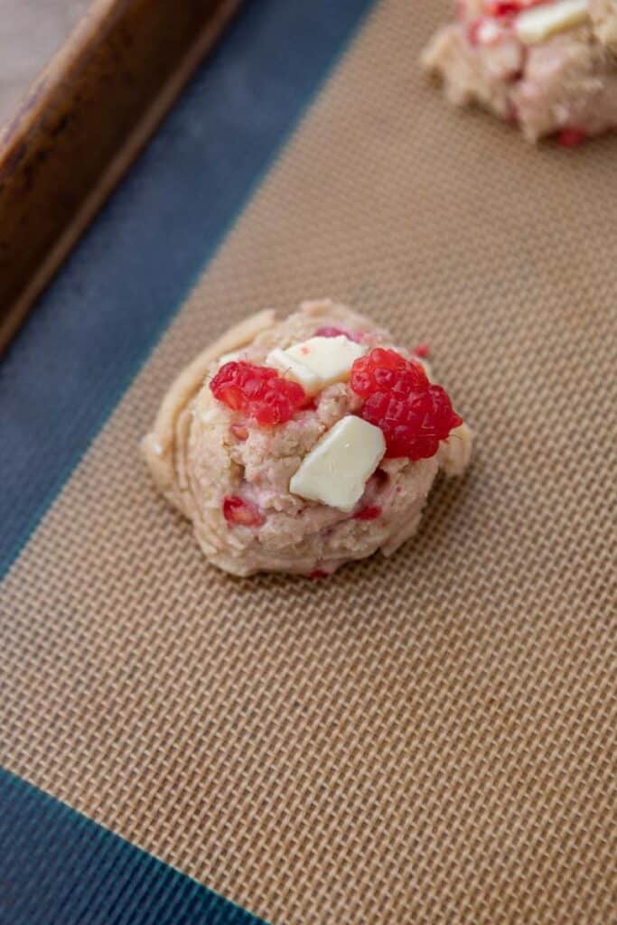 Raspberry white chocolate chip cookie dough
