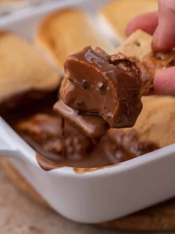 smores dip close up
