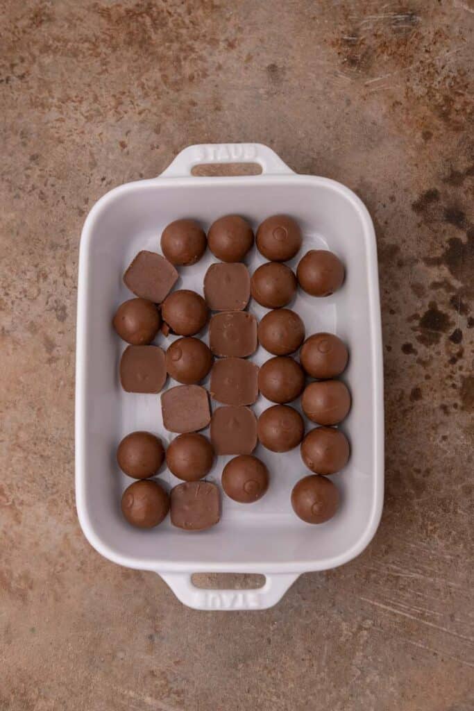 Chocolate in a baking dish