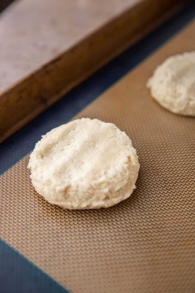 Cookie dough on baking sheet