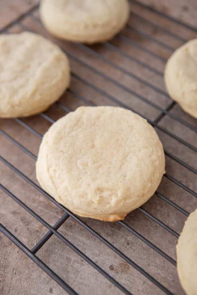 Vanilla bean cookie on a cooling rack