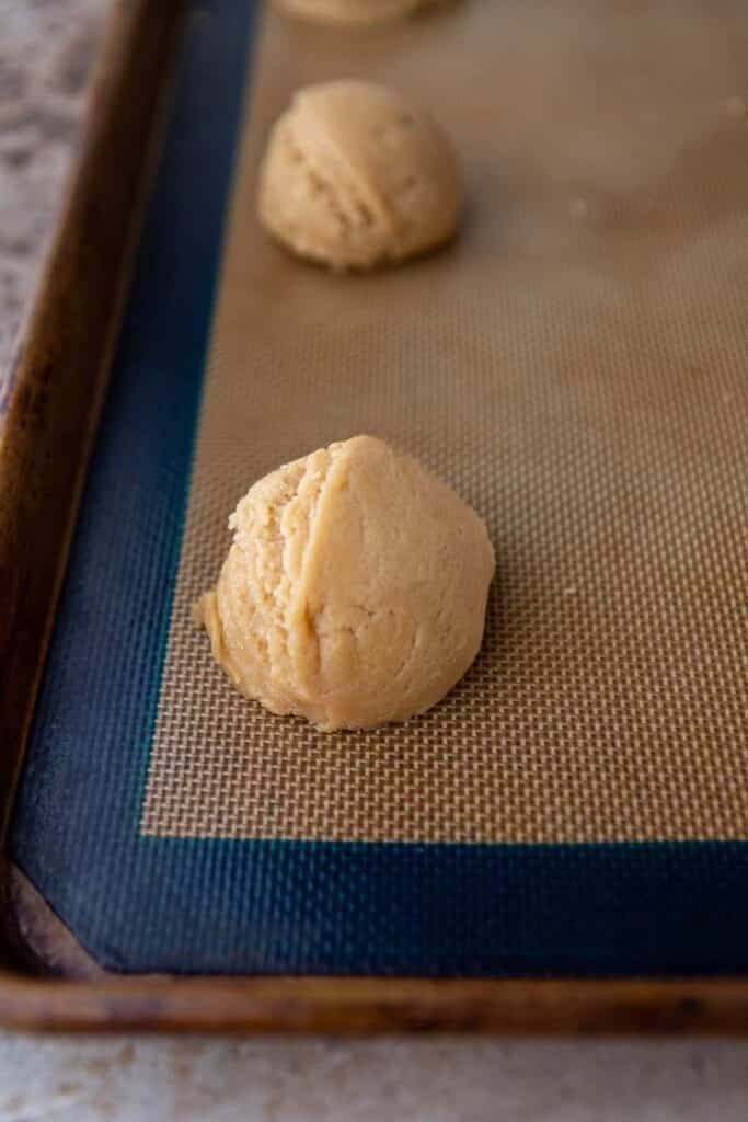 Peanut butter cookie on baking sheet