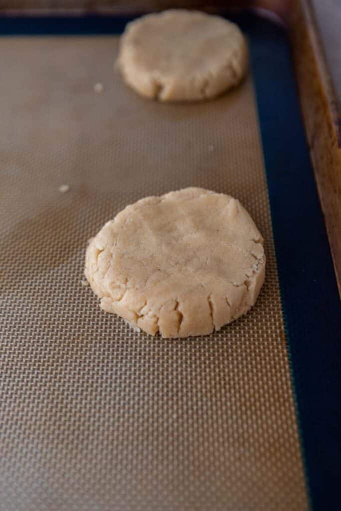 Peanut butter cookie on baking sheet