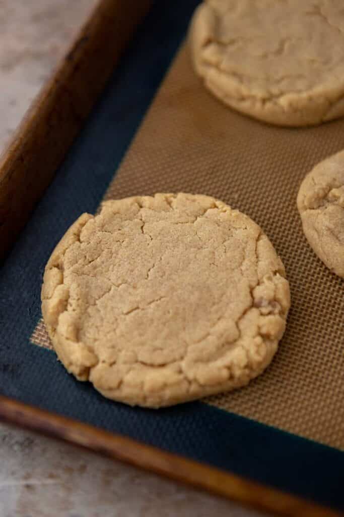 Baked peanut butter cookie in a bowl