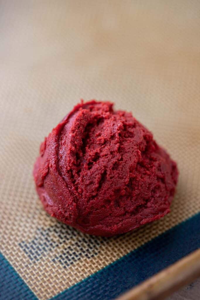 Crumbl red velvet cupcake cookie dough ball