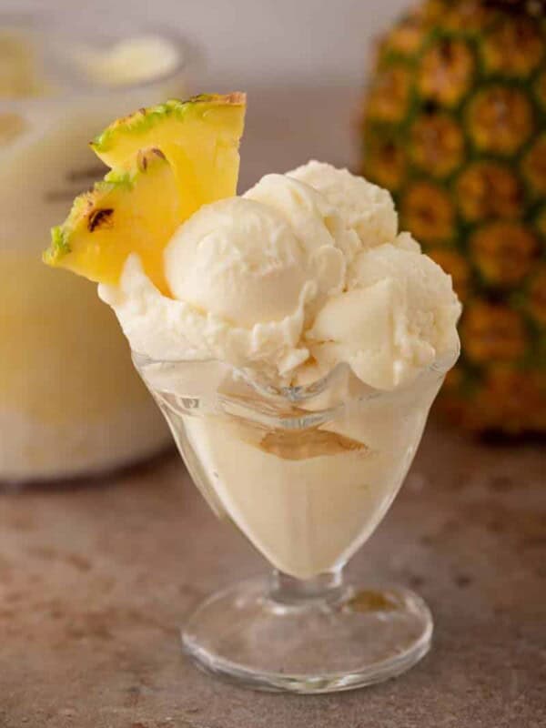 Ninja Creami Pineapple sorbet in serving glass