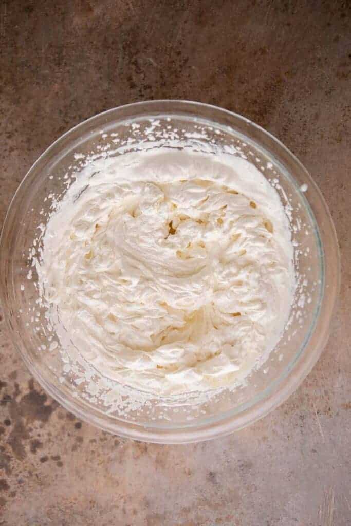 Whipped cream on a bowl