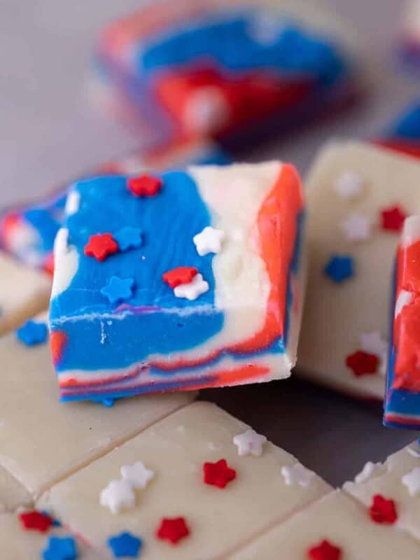 Close up of 4th of July fudge