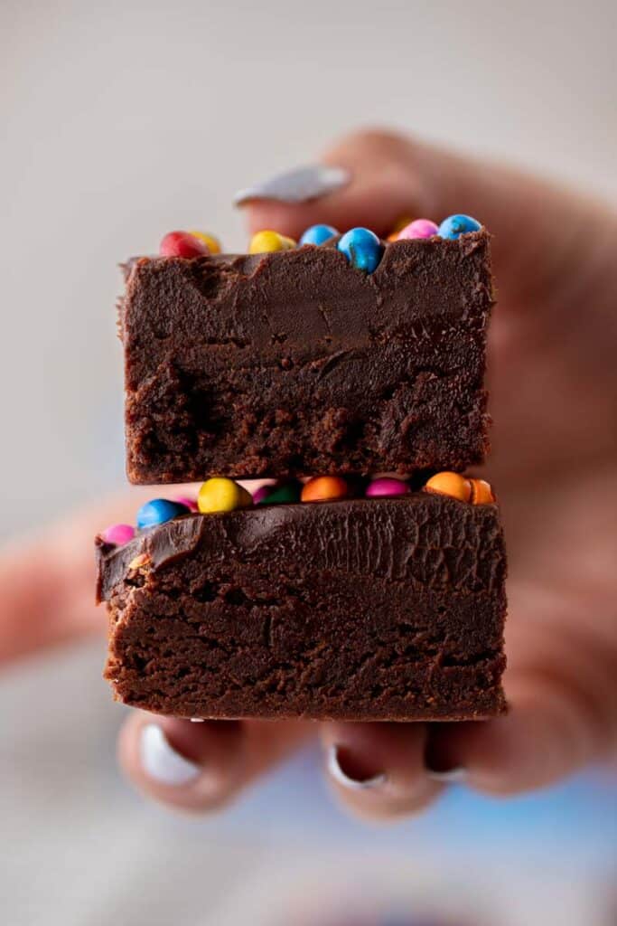 Hand holding brownies