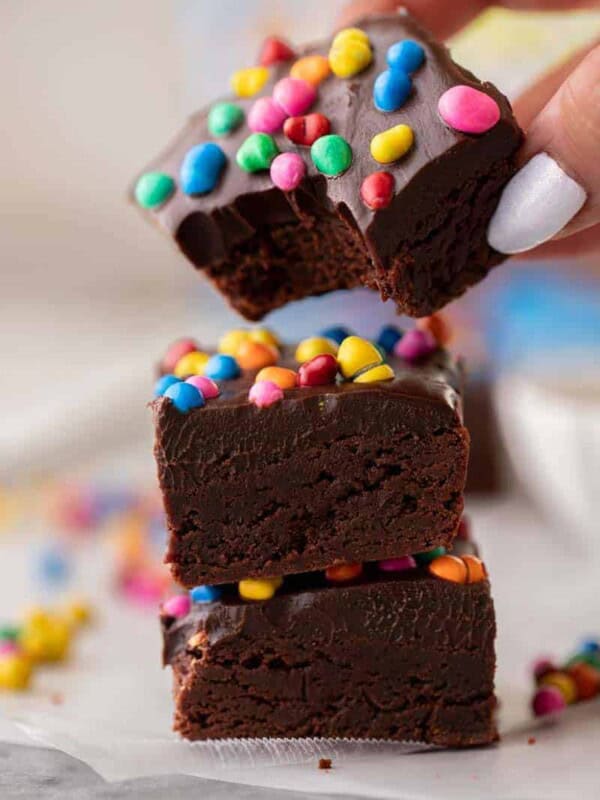 Hand grabbing Small batch cosmic brownies