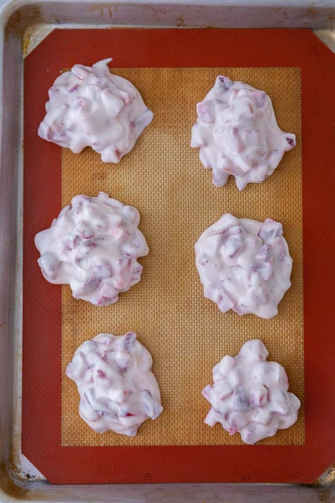 Yogurt clusters on baking sheet