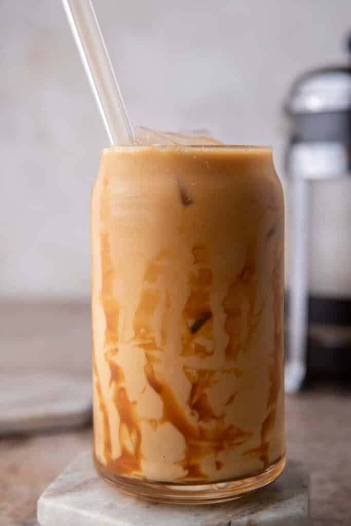 Caramel Iced Coffee • Pancake Recipes