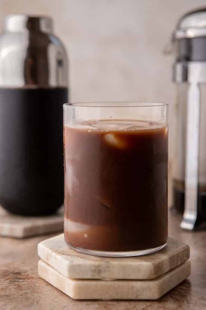 Chocolate coffee in a glass