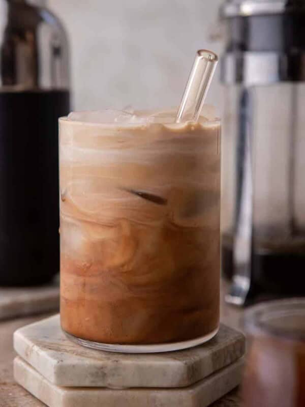 Iced mocha coffee in a glass