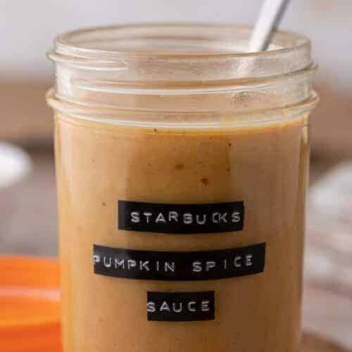 Pumpkin spice sauce recipe in a mason jar