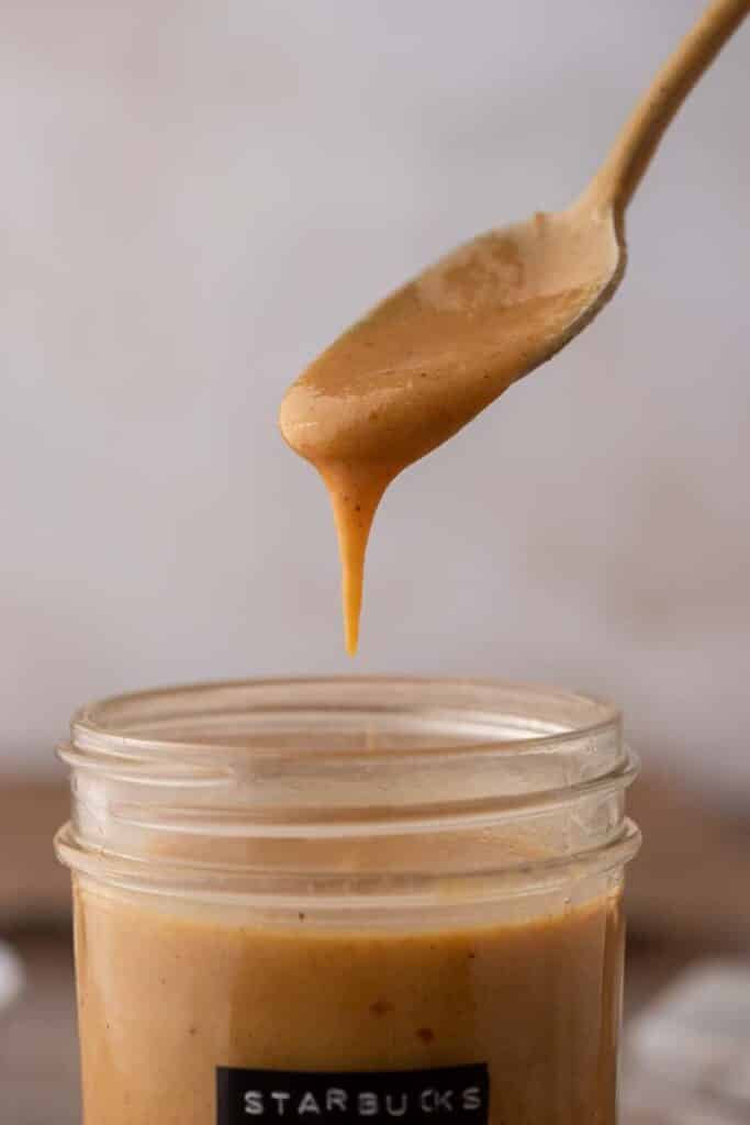 Spoonful of Starbucks pumpkin spice sauce sauce