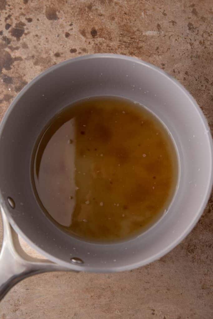 Sugar and water in a pot