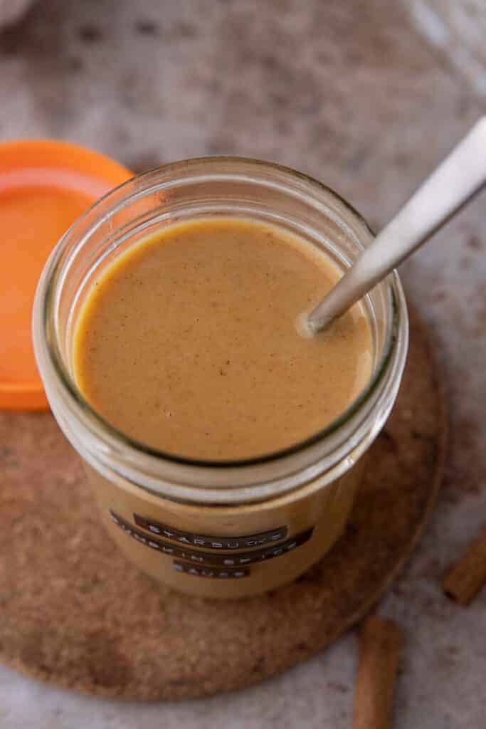 Jar full of pumpkin spice sauce 