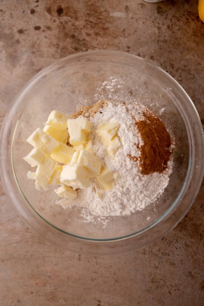 Streusel topping ingredients in a bowl