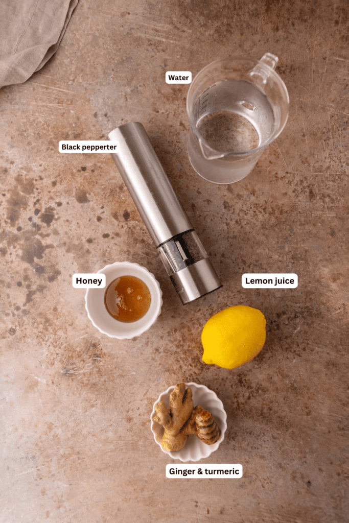 ingredients for ginger turmeric tonic