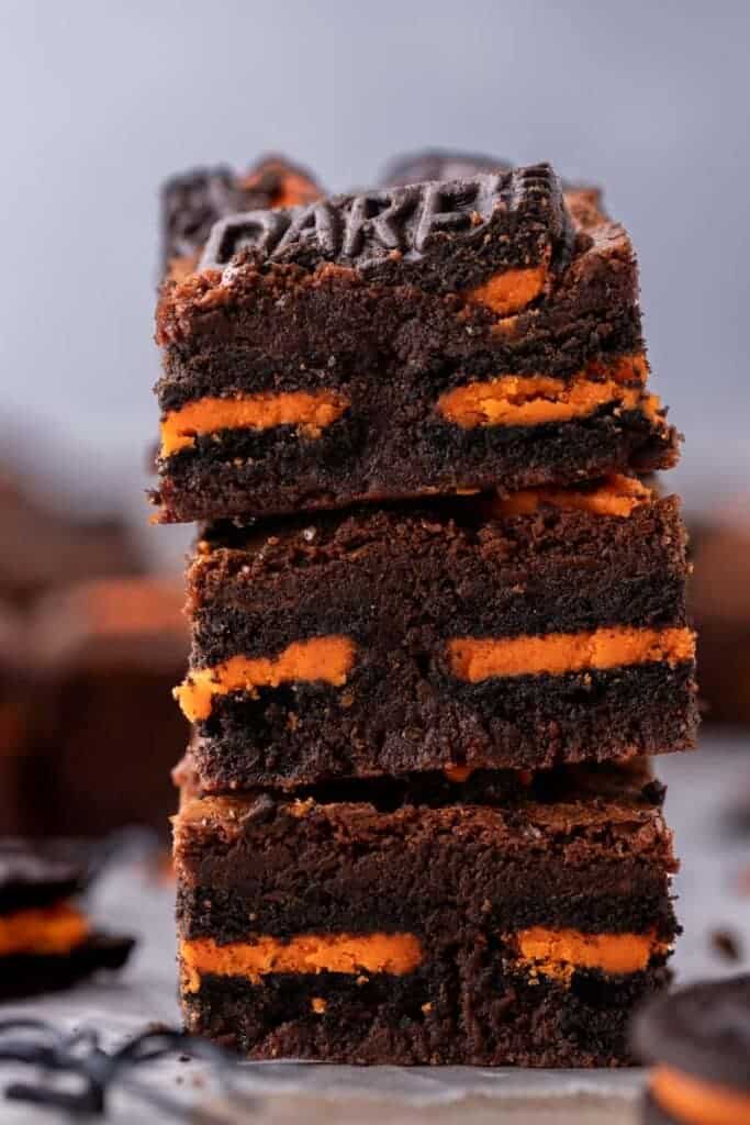 Stack of Oreo Halloween brownies