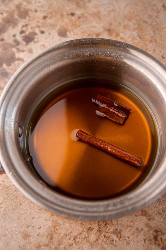 Apple crisp syrup in a pot