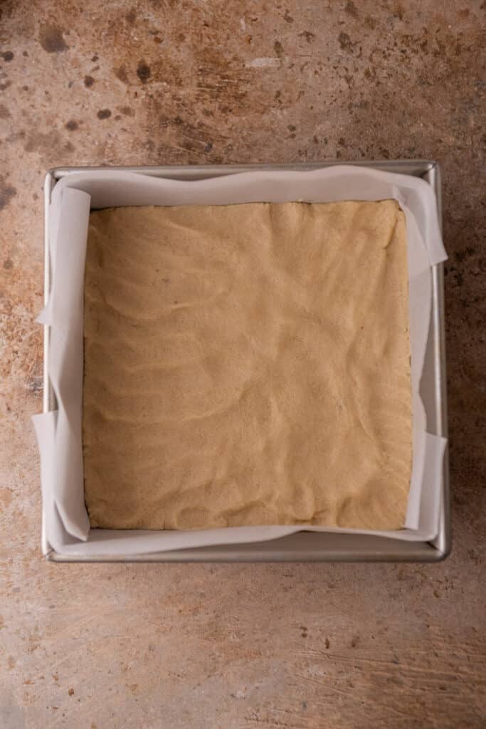 Shortbread dough in pan
