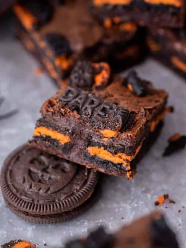Sliced Halloween Oreo brownie
