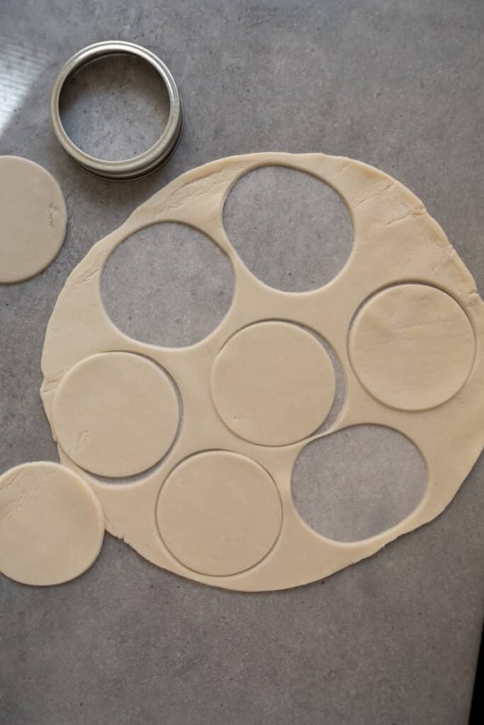 Pie crust on floured work surface