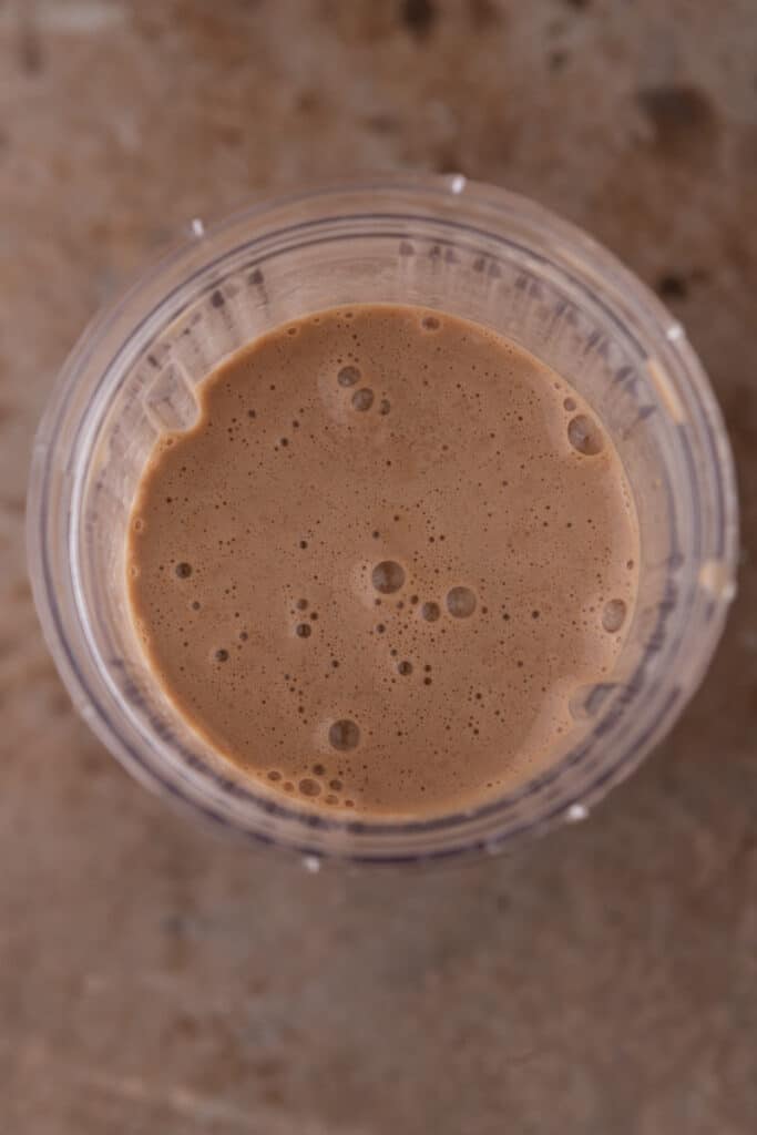 Blended frappuccino in blender