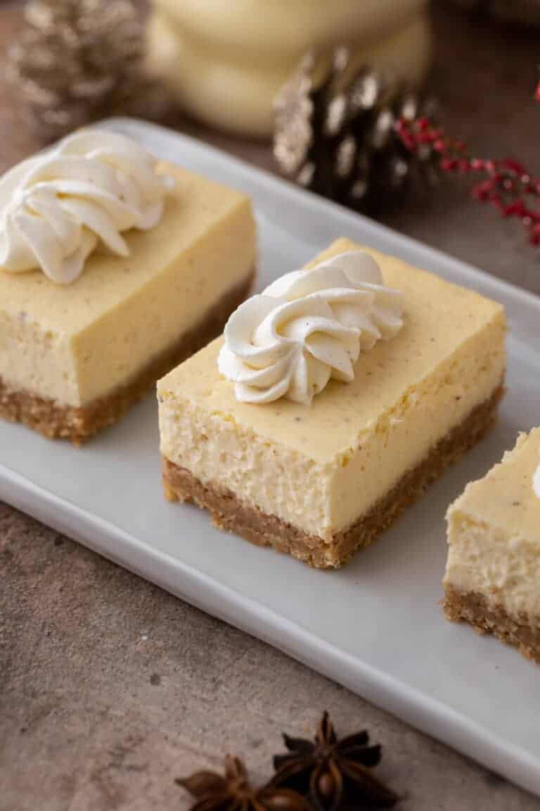 The Perfect Holiday Eggnog Cheesecake Bars Recipe Lifestyle of a Foodie