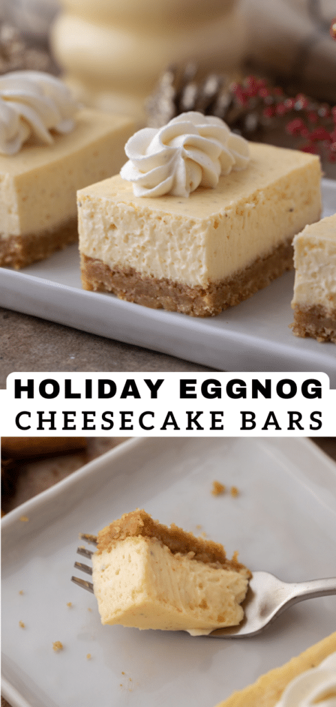 Creamy Eggnog Cheesecake Bars