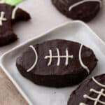 Football brownies on a plate