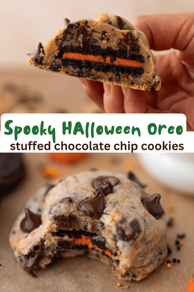 Halloween Oreo stuffed chocolate chip cookies