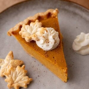 pumpkin pie slice on a plate