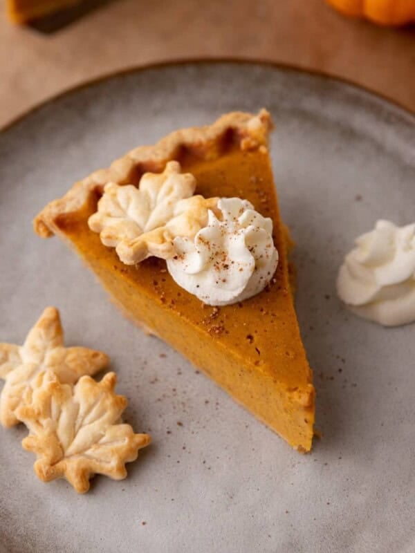 pumpkin pie slice on a plate