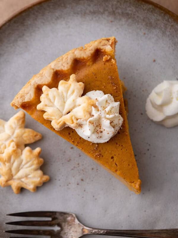 pumpkin pie slice on a plate