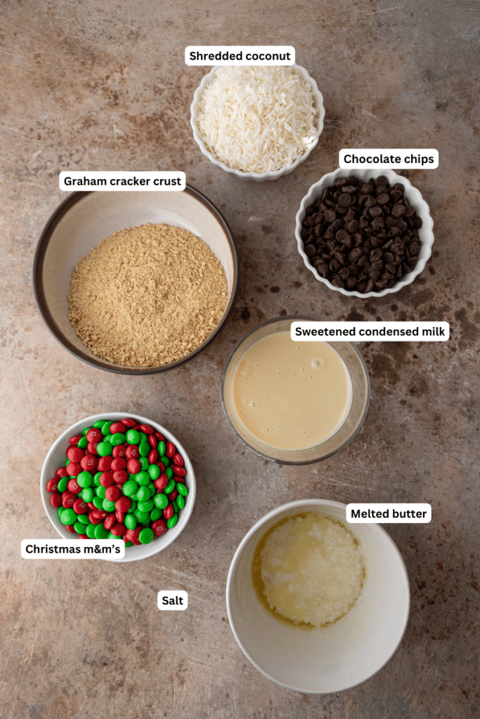 ingredients for the christmas magic cookie bars