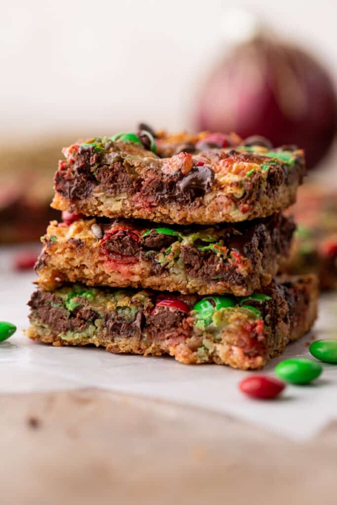 Stack of Christmas cookie bars